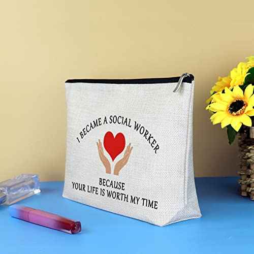 Social Worker Gifts for Women Funny Social Worker Makeup Bag Social Work Appreciation Gift Social Worker Month Gifts Cosmetic Bag Thank You Social Worker Gifts Thanksgiving Gift for Coworker Friends
