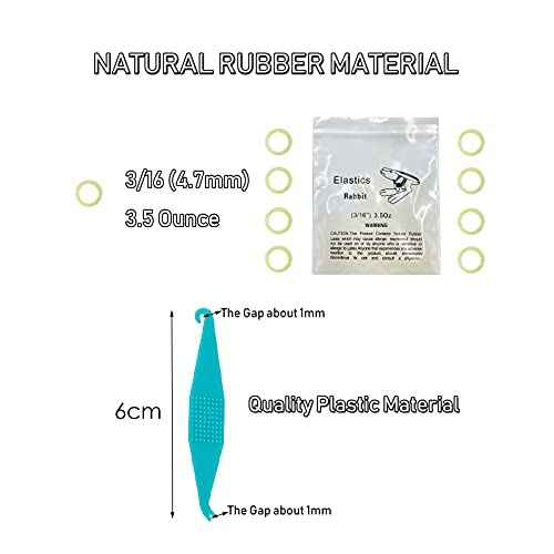 3/16 Inch Orthodontic Elastic Rubber Bands, 500 Pack Medium 3.5 Ounce Rubberbands Dreadlocks Hair Braids Fix Tooth Gap, 5 Pack Free Elastic Placer for Braces