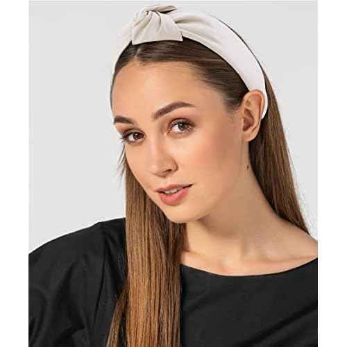 TOBATOBA Leather Headbands for Women, 4Pcs PU Leather Knotted Headband for Women, Top Knot Headband, Diademas Para Mujer De Moda, Neutral Cute Womens Fashion Headband, Hair Accessories for Women Girls