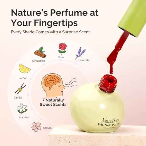 MelodySusie Sweet-Scent Plant-Based 6 Colors Gel Nail Polishes, Crimberry Spark, Unique 16.5ml Tilt-and-Stand Bottle for Easy Gel Access, TPO & HEMA Free, Gift Box with Mauve Plum Cherry Burgundy Red