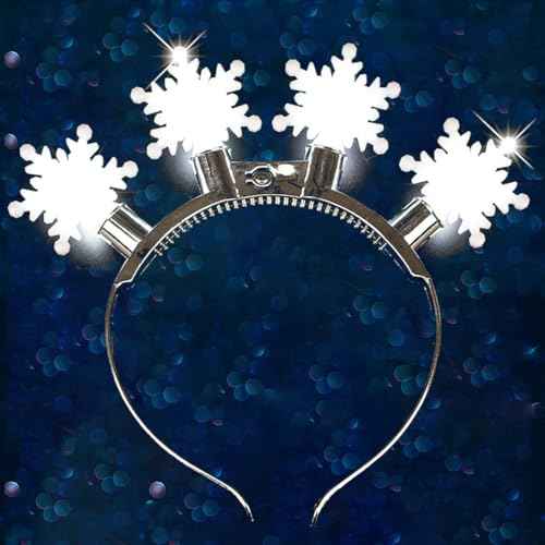 JEAIRTS Light Up Christmas Snowflake Headband Glowing Xmas Headpiece Led Christmas Costume Hair Accessoires