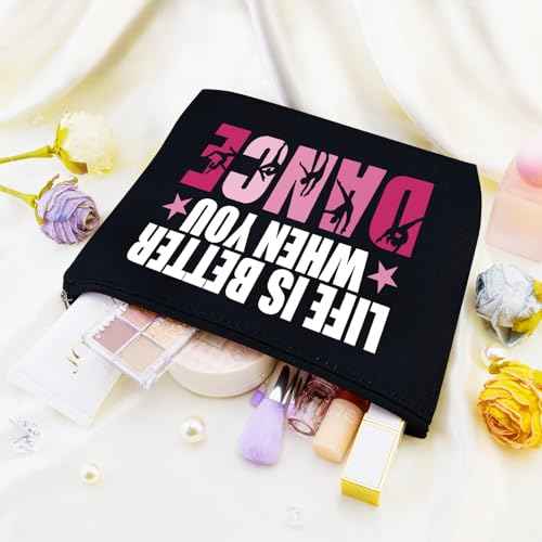 Dancer Gifts for Women Dance Bag Dance Makeup Bag Ballet Teacher Gift for Dancers Ballerina Travel Toiletry Zipper Pouch Dancer Cosmetic Pouch Recital Gifts Dancing Competition Must Haves