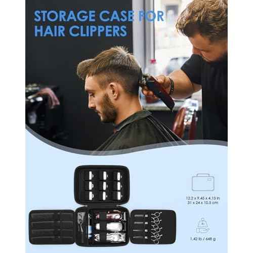 Hard Hair Clipper Case, Barber Case for Clippers and Supplies, EVA Hair Tools Travel Bag for Surker/Wahl/Andis Men Razor Guard Grooming Kits, Barber Accessories, Black (Bag Only)