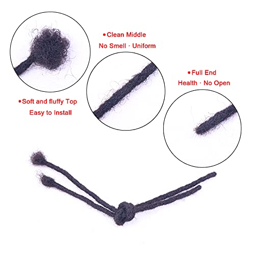 100% Real Human Hair Dreadlock Extensions, ADIASAI 0.8cm Thickness 10 Inch 60 Strands Can Be Dyed and Bleached Full Hand-made Loc Extensions for Men Women Kids 100% Unprocessed Natural Black