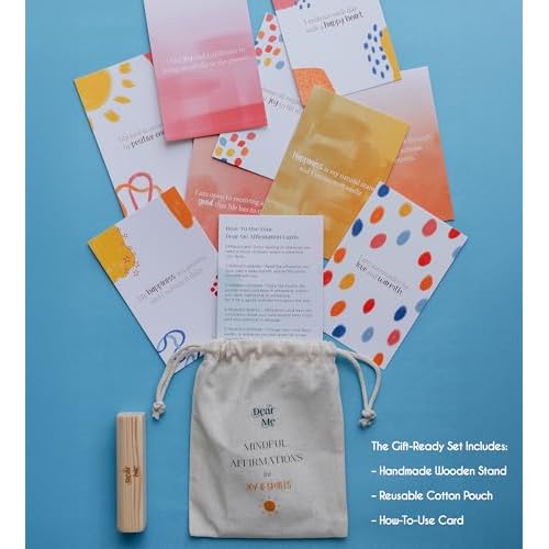 Dear Me Happiness Gift Set ? Affirmation Cards, Natural Soy Candle & Bath Salt ? Mindfulness Gift ? Self-Care Set for Women ? Positivity & Optimism Kit for Emotional Wellness
