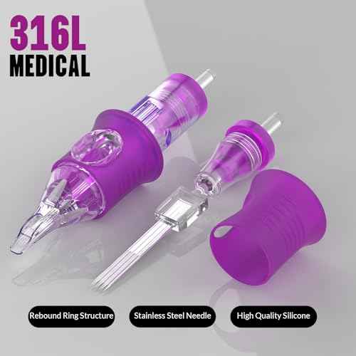 Tattoo Needles, Wormhole Tattoo Cartridge Needles 20pcs 7M1 Disposable Tattoo Needle Cartridges Stack Magnum for Rotary Tattoo Machine Gun Cartridge Machine Permanent Makeup (1007M1)