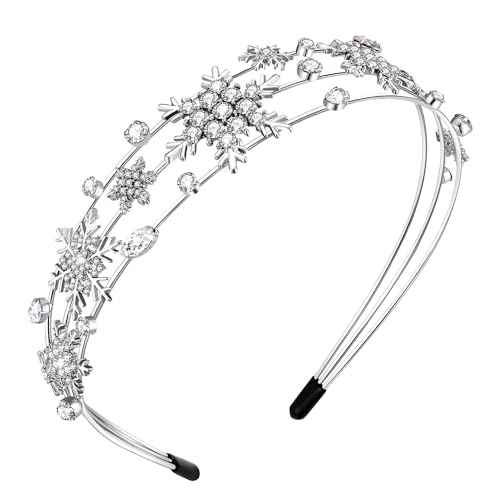 Christmas Headbands for Women,Snowflake Headbands Multi Layer Sparkly Crystal Hairbands Christmas Holiday Party Hair Accessory Gifts(Silver Snowflake)