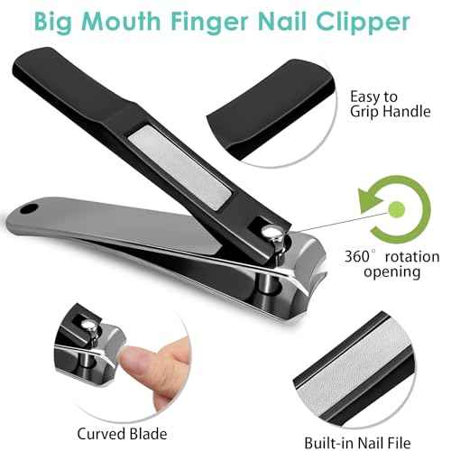 German Nail Clippers, Toenail Clippers for Thick Toenails, Toe Nail Clippers for Thick Nails for Seniors, Finger NailClippers Large Wide Jaw Opening with Catcher, No Splash with Lock