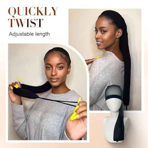 Breathable Hair Weave Sleeve for Locs with Drawstring ? Extra Long Stretchy Wig Cap for Black Women, Faux Locs, Protective Styles & Bun ? Fashionable & Comfortable Design (Black)