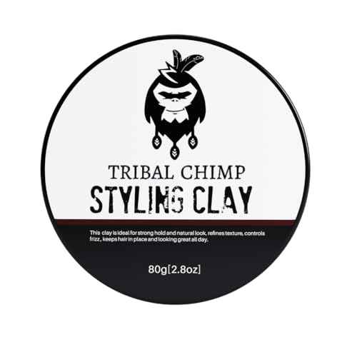Tribal Chimp Hair Styling Clay ? Super Strong Hold Matte Clay for Men & Women, Non-Sticky, Textured, Instant Volume & Thickening, Ideal for all Hair Types, Citrus Scent, 80g