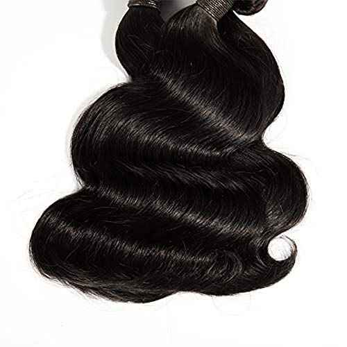 SingleBest Body Wave Bundles With Closure 10A Brazilian Virgin Hair Short Bob Weave With 4x4 Middle Part Half Hand Tied Lace Closure 100% Unprocessed Human Hair Natural Color(8 8 8+8inch)