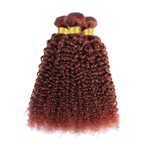 Reddish Brown Kinky Curly Bundles Human Hair Auburn Bundles 20 22 24 Inch Double Weft Color 33 Human Hair Weave Extensions Copper Brown Curly Bundle