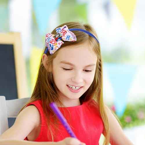 Back to School Hair Bows Clips Pencil Headband Yellow Headband Blackboard Headbands For Girls Hair Bow Clips Head Boppers No Slip Headdress School Hair Bands Gifts 1PCS