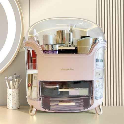 Upgrade Large Makeup Organizer Countertop Vanity Case Skin Care Cosmetic Storage Box Bathroom Counter Perfume Skincare Organizers Make Up Caddy Gift for Women Girls Clear Design Easy Visibility