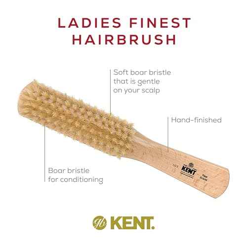 Kent LG3 Finest Hair Brushes for Women - Natural Beechwood and Boar Bristle Narrow Hairbrush for Fine or Medium Thickness Hair All Lengths - Dry Brush for Styling, Straightening, and Stimulating Oils¡¦