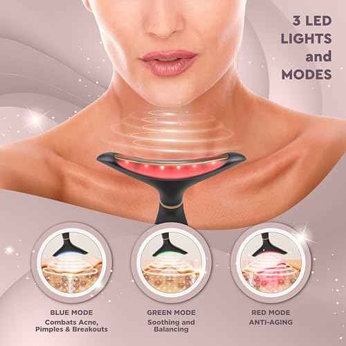 GLO24K Red Light Face & Neck Beauty Device ? 3-in-1 Facial Massager Tool with LED & Vibration for Skin Revitalization and Neck Firming