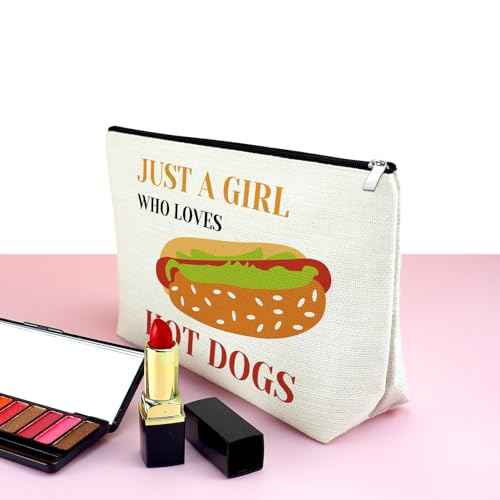Mxrymvu Hot Dog Gifts for Women Makeup Bag Funny Hot Dogs Cosmetic Bag Food Lover Gift Christmas Birthday Present for Friend Sister Makeup Zipper Pouch