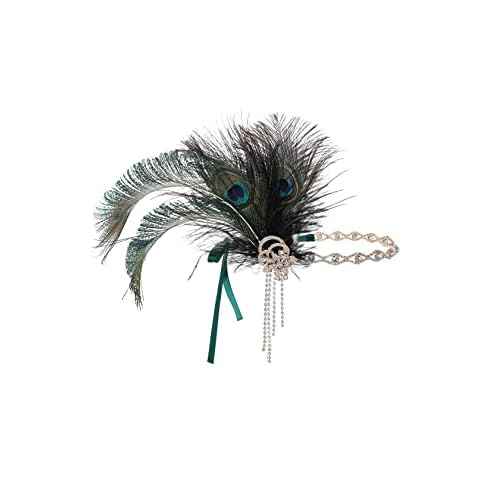 BABEYOND 1920s Flapper Headpiece Headband - Roaring 20s Great Gatsby Feather Headband 1920s Flapper Gatsby Accessories