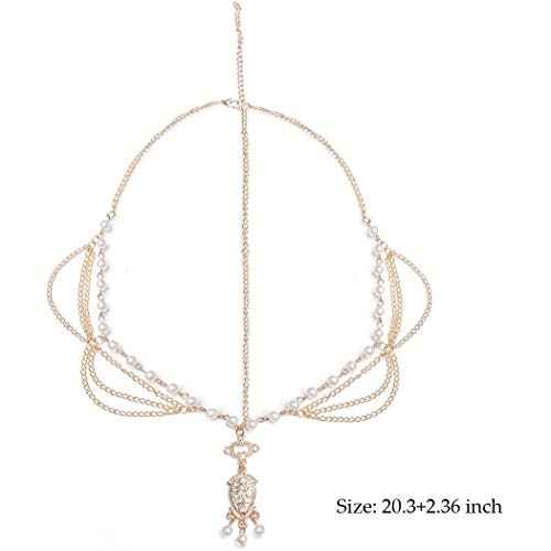 Boho Pearl Hair Chain Gold Tassel Headpiece Gypsy Festival Wedding Hair Accessories for Women
