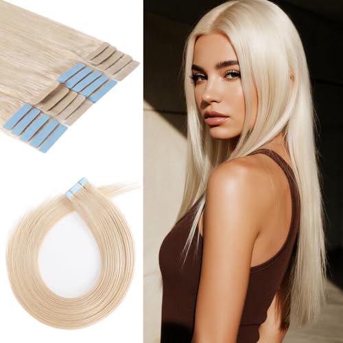 Tape in Hair Extensions Human Hair 18 Inch 50g 20Pcs Remy Human Hair Extensions Invisible Straight Seamless Tape in Extensions (18in, 50g, #60)