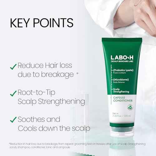 Scalp Strengthening Capsule Conditioner for Hair Growth & Anti-Loss | Vegan Treatment with Vitamin C, Biotin, Caffeine and Rosemary Oil, Instant Softening & Nourishing, Korean, 7.43 Fl. oz.