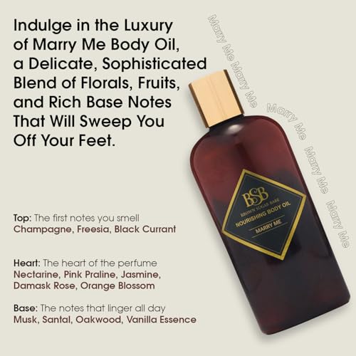 Brown Sugar Babe Marry Me Body Oil, Black Currant and Freesia Essential Oils, Nourishing Scented Oil for Women, Skin Care, Paraben Free, Body Oil Perfume, Made in USA