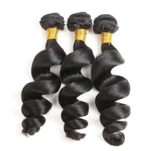 Hair Loose Wave Bundles Human Hair Brazilian Virgin Hair Loose Wave Human Hair Bundle Natural Black Color Can Be Dyed and Styled Total 300g 14 14 14 Inch