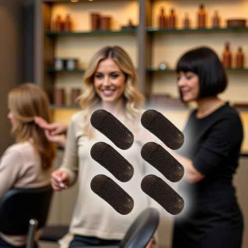 6 Pcs Brown Sponge Volume Hair Bases Volume Inserts Hair Clip Fluffy Cushion Bump It up Piece Hair Styling Pad for Women Girls Clips and Barrettes Accessories