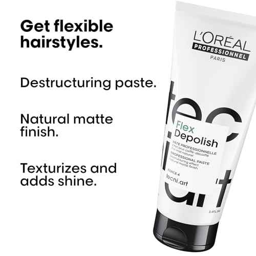 L'Or?al Professionnel Paris Tecni.ART Flex Depolish - Texturizing Paste For Endless Restyling And Natural Matte Finish, For Deconstructed Styles, 3.4 Fl Oz