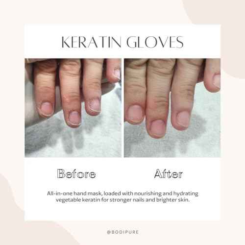 Bodipure Premium Hand Mask Keratin Gloves | Moisturizing Gloves for Dry Hands & Nail-Strengthening & Cuticle Softening | Spa Experience at Home | Chemical Free & For All Skin Types | 12 Pairs