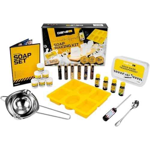 DIBYS DIY Soap Making Kit for All | SLS-Free Transparent Glycerin Soap Base | Homemade Soap Kit for Beginners with Essential Oils, Colors & Ingredients | Arts & Crafts Gift Ideas