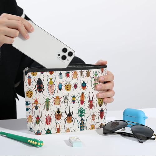 ZHAMEN Colorful Insect Makeup Bag, Beetle Bug Lover Gifts Cosmetic Bag, Gardening Gifts for Women Female Friends Daughter Niece, Future Entomologist Toiletry Bag for Christmas Halloween Birthday