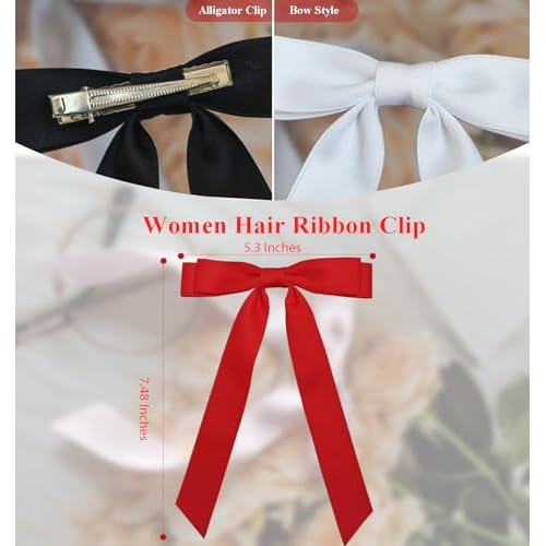 Hair Accessories - 3PCS Barrettes with Metal Clips for Women, Teens, and Girls (Black, White, Red)