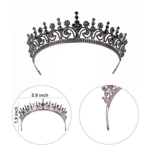 LIMELIA Women's Tiara for Henna Wedding Party|Glitter Hair Accessories for Bridal Birthday Pageant Prom Halloween Cos-play Christmas Party|Queen-Green