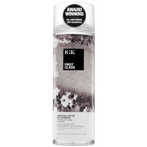 IGK FIRST CLASS ?Charcoal Detox Dry Shampoo for Oily Hair | Balances Oil + Soothes Scalp + Volumizes | Vegan + Cruelty Free