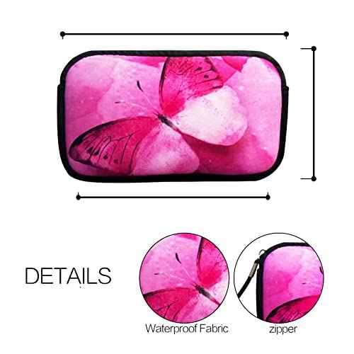 Small Toiletry Bags for Women, Adorable Roomy Makeup Pouch- Purse Cute Cosmetic Bag Travel Toiletry Bag Pouch Waterproof Organizer Bag (Pink Butterfly)