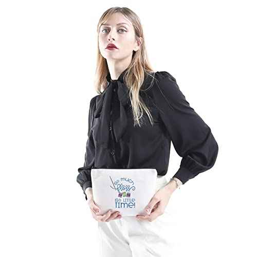 WCGXKO So Much Floss So Little Time Zipper Pouch Makeup Bag Gift for Knitters Crochet Lover (So Much Floss)