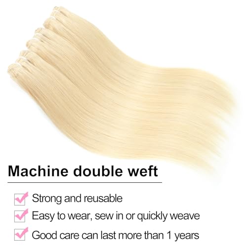 613 Bundles Human Hair 24 Inch 12A Grade 100% Unprocessed Brazilian Virgin Blonde 613 Human Hair Extensions For Women 100g Blonde Bundles Human Hair