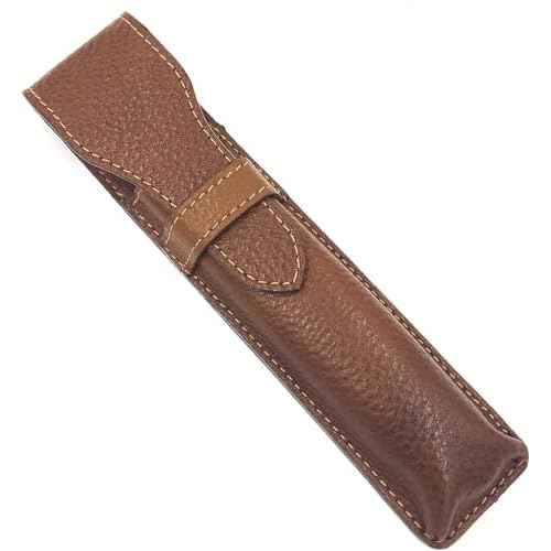 Parker Leather Razor Case?Saddle Brown Full Grain Hand-Stitched Sleeve for Straight Razors, Barber Razors | Compact Travel Pouch | Durable Blade Guard for Dopp Kits & Toiletry Bags | Iconic Brand