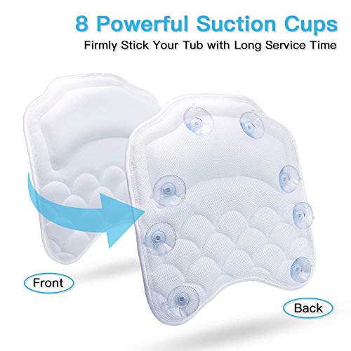 Beautybaby Bathtub Spa Pillow Bath Pillows for tub, with Non-Slip 8 Large Strong Suction Cups, Free Machine Washable Bag