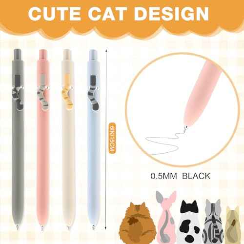 6 Pcs Cute Cat Stationery Set Pens Sticky Notes Makeup Bag Pencil Pouch for Girls Women Cat Lovers Christmas Gifts School Office Supplies