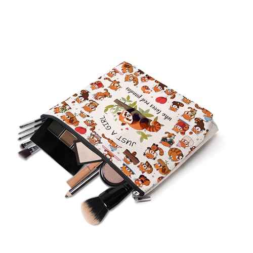 Red Panda Gifts Makeup Cosmetic Bag, Red Panda Lover Party Favors Decorations Stuff, Funny Birthday Gift for Women Who Loves Red Pandas Zipper Pouch Bag Purse Accessories