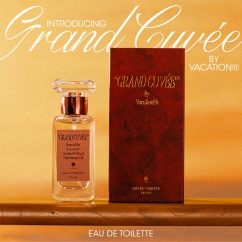 VACATION ¡°GRAND CUV?E¡± Eau de Toilette Sunscreen, Amber Vanilla Perfume for Women & Men, Unisex Summer Scent with Argan, Peach, Cedarwood & Vanilla Bean, 1 Fl. Oz.