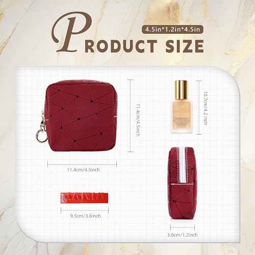 2 PCS Mini Makeup Bag for Purse, Small Cosmetic Bag Set for Women Girls, Small Travel Makeup Pouches for Purse (Black+Rose Red)