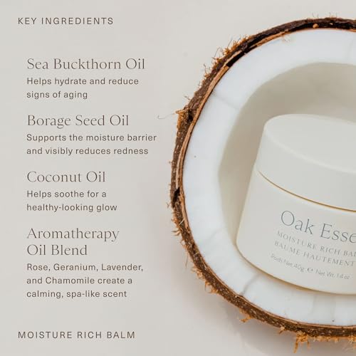 Oak Essentials Moisture Rich Balm | Nourishing Face Balm with Sea Buckthorn & Borage Seed Oil to Help Support Collagen and Deep Hydration, 1.4 Oz