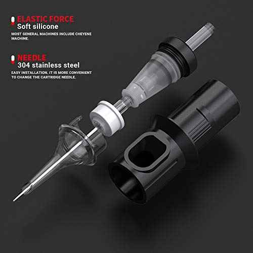 STIGMA Disposable Tattoo Cartridge Needles 50Pcs Assorted Sizes 3RL 5RL 7RL 9RL 11RL 0.35mm of Round Liner Soft Edge for Tattoo Machines 50Pcs EN05-50KIT-E