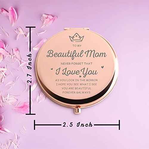 Mom Birthday Gifts from Daughter Son Rose Gold Compact Cute for Purse Travel Folding Hand Mirror Mothers Day Thanksgiving Christmas Day Wedding Gifts Retirement