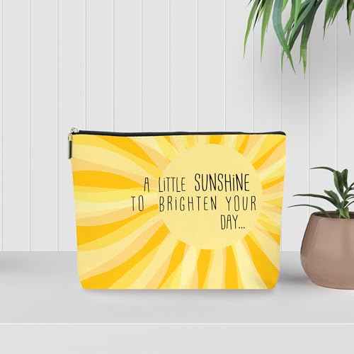 Yellow Sunshine Inspirational Makeup Bag Cosmetic Bag, Birthday Christmas Summer Gifts For Women Mom Friends Sister Wife Grandma Daughter Teacher Coworker. (001)