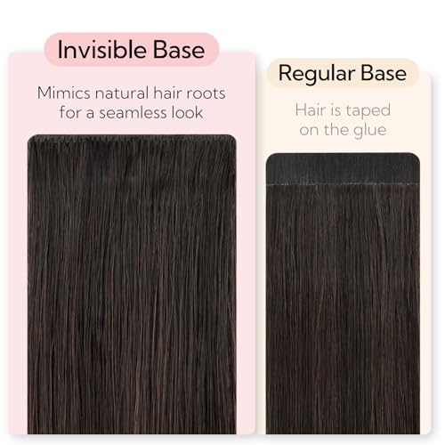 HOTBANANA Invisi Edge Tape in Hair Extensions Human Hair, 18inch 50g 20pcs Balayage Dark Brown Mixed Chestnut Brown Invisible Tape in Extensions Straight Seamless Real Remy Hair Injected