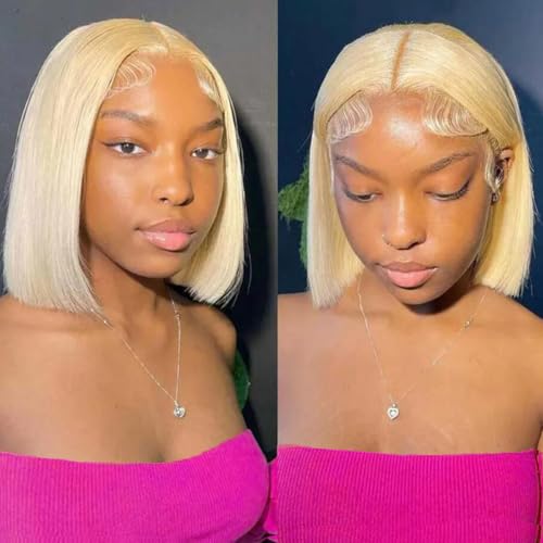 Rebecca Fashion Blonde Bob Wig Human Hair 613 Bob Lace Front Wig Human Hair 13X4 Blonde Lace Front Bob Human Hair Wig Pre Plucked With Baby Hair 150% Denisty 10 inch